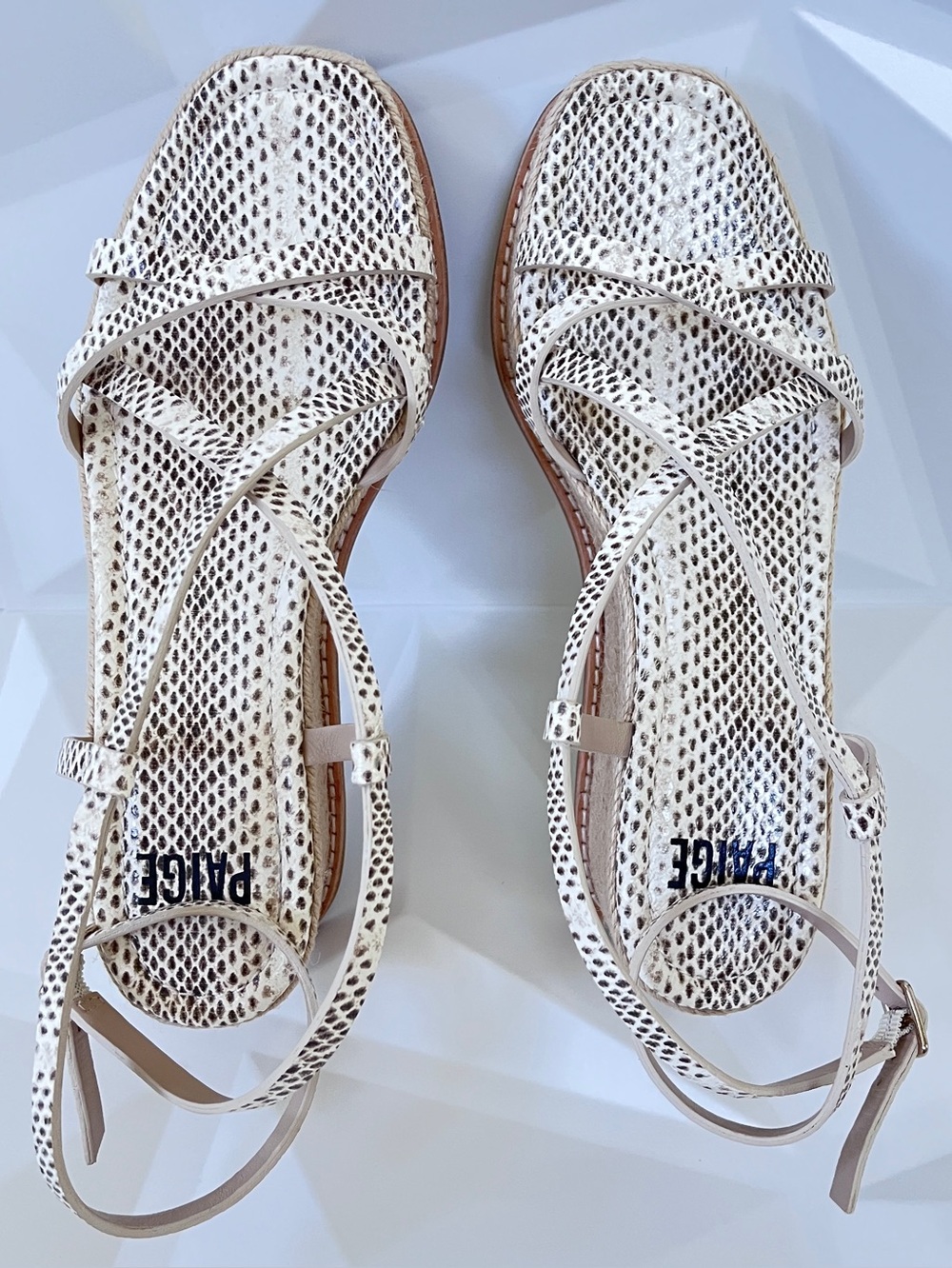 PAIGE Julian Wedge Natural Multi Leather Snake Printed 
Gladiator-Inspired Sz:7 - Picture 4 of 16